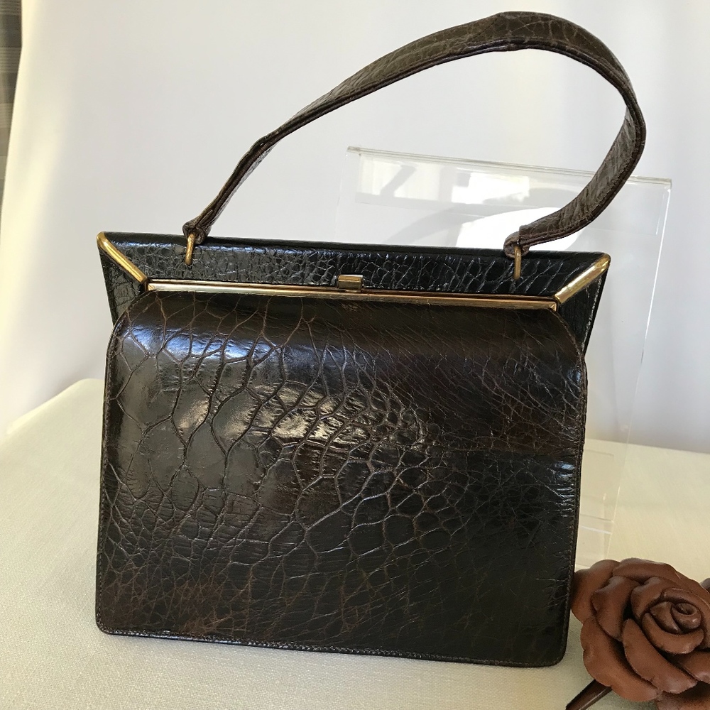 NICHOLAS REICH VTG Bag Brown American Alligator